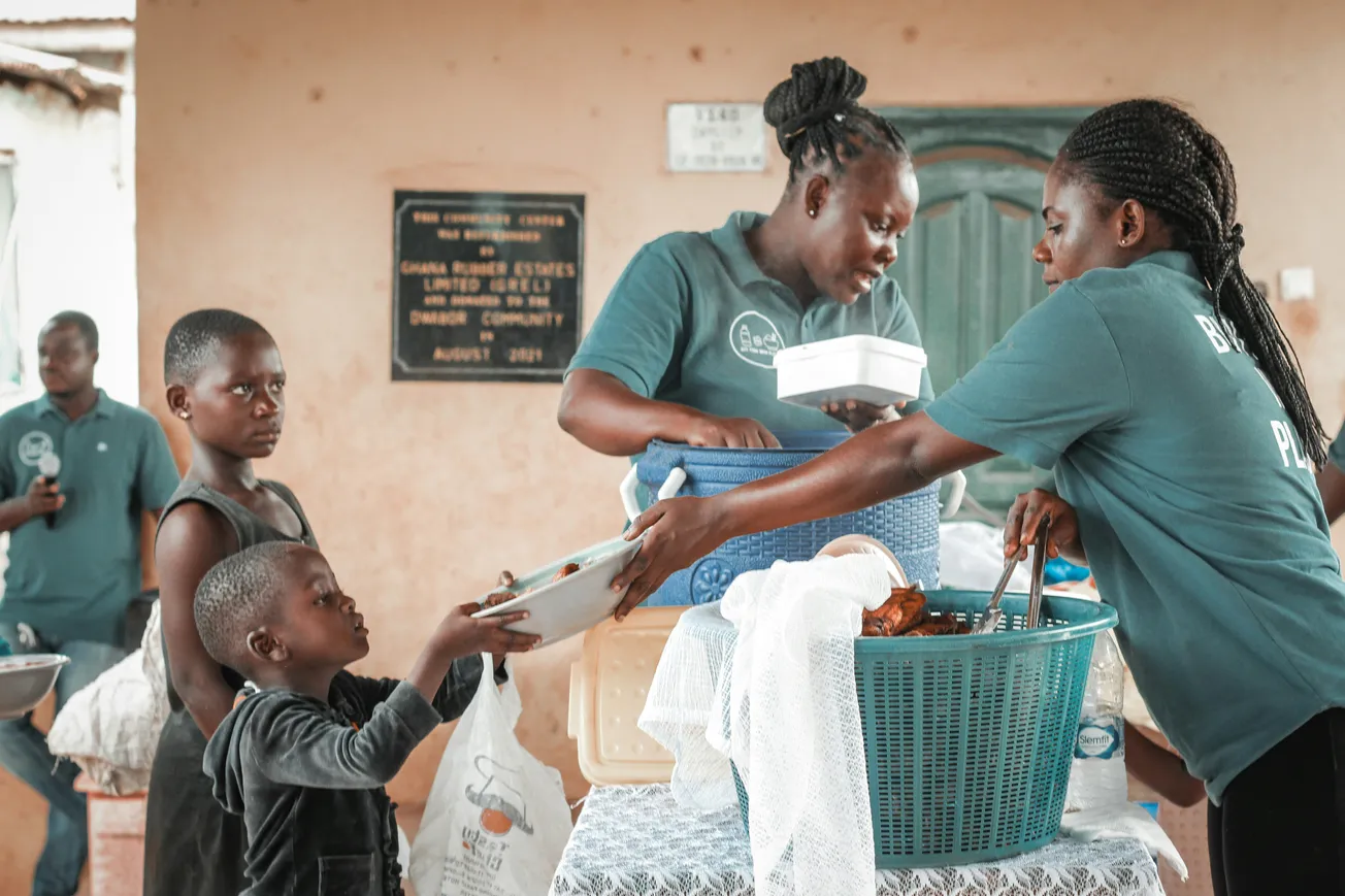 Photo shows health care workers in Ghana.